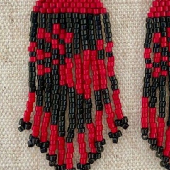 Red Dress Beaded Earrings - Picture 3 of 3
